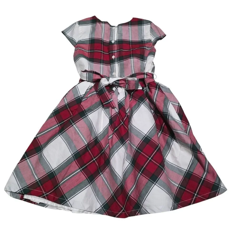 Carters Plaid Red and White Kids Christmas Dress 7/7A